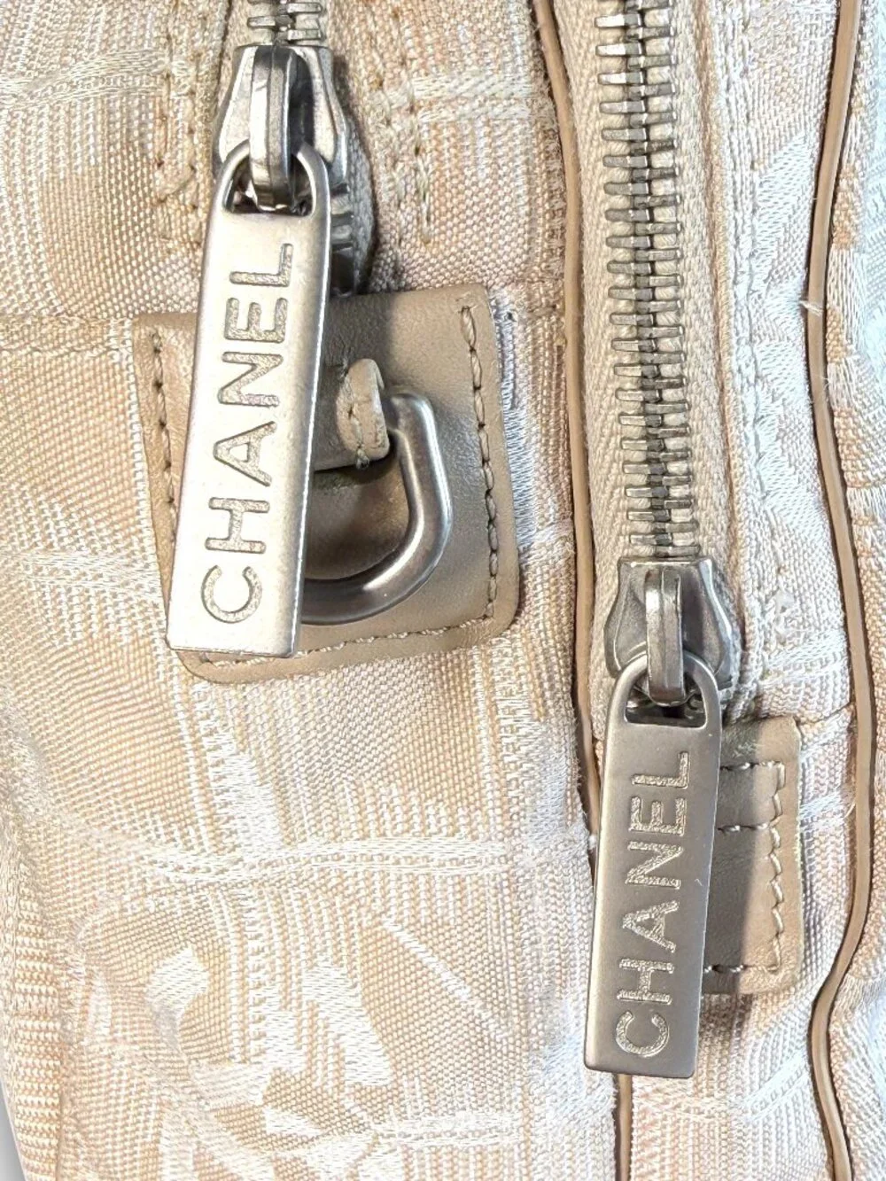 Chanel Vintage Beige Silver CC New Travel Line Bowler Crossbody Satchel with COA
